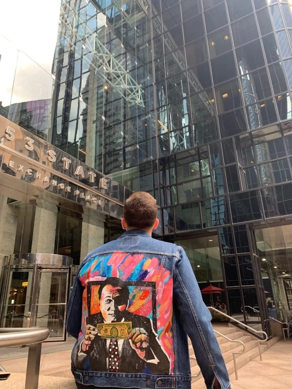 Hand Painted Denim Jacket inspired by The Wolf of Wall Street movie - Picture 3 of 4